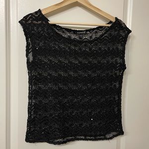 Express black crotchet top